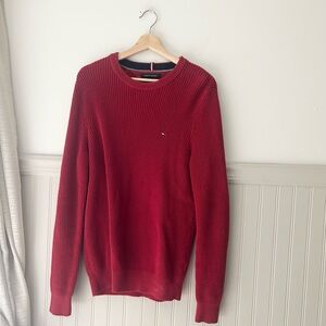 Tommy Hilfiger Men's Small Red Crewneck Knit Sweater